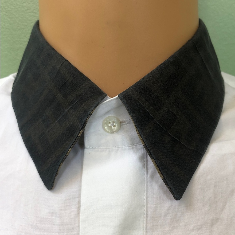 Fendi Roma Authentic Mens White Cotton Short Sleeve Collared Dress Shirt Size 41 - Picture 3 of 14